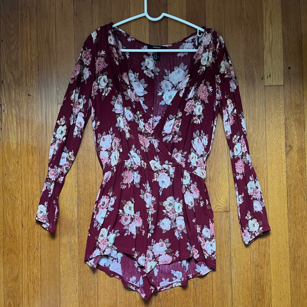 Floral long sleeve romper
